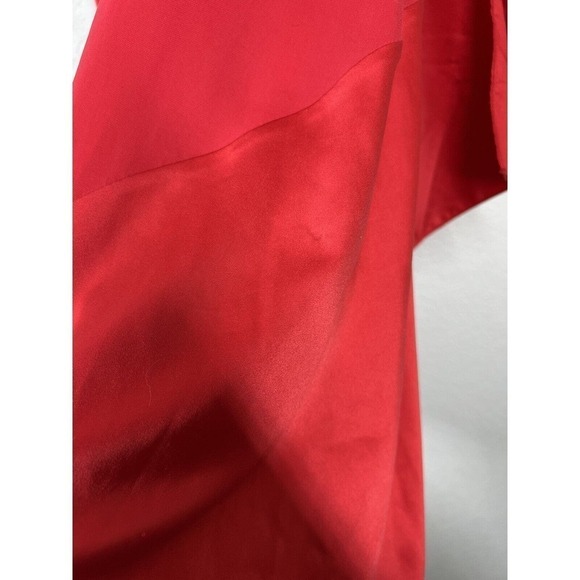 Halston Heritage XS Red Mini Dress Chiffon Satin Chain Straps - Picture 3 of 8